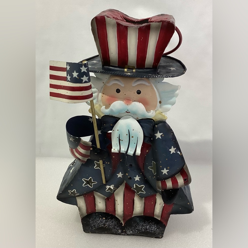 Uncle Sam USA Patriotic Tea light Candle Holder Tin